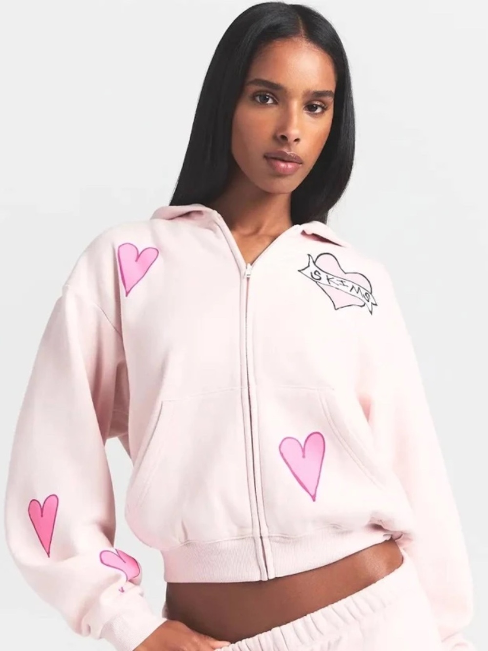 Skims S/P Classic Zip Up Hoodie in Pink NWT